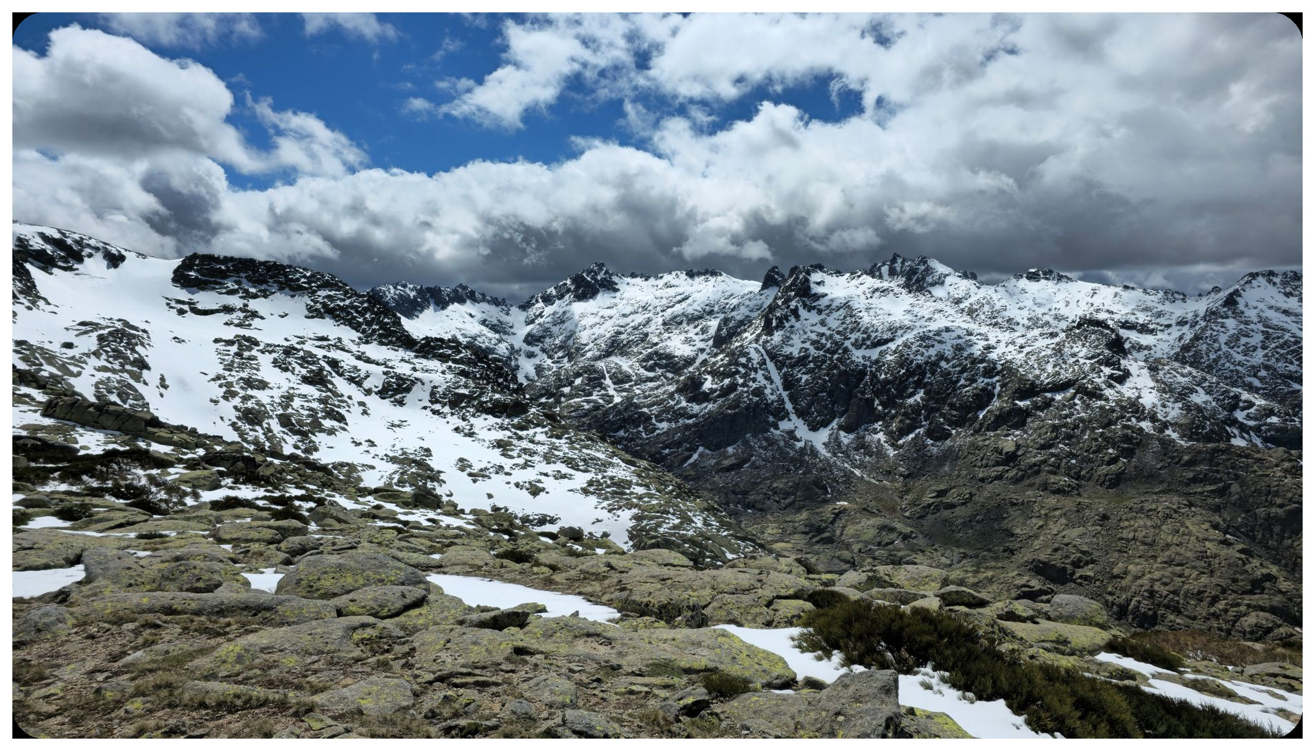foggy mountain landscape sierra gredos clouds obscuring rocky peaks bird camouflage nature