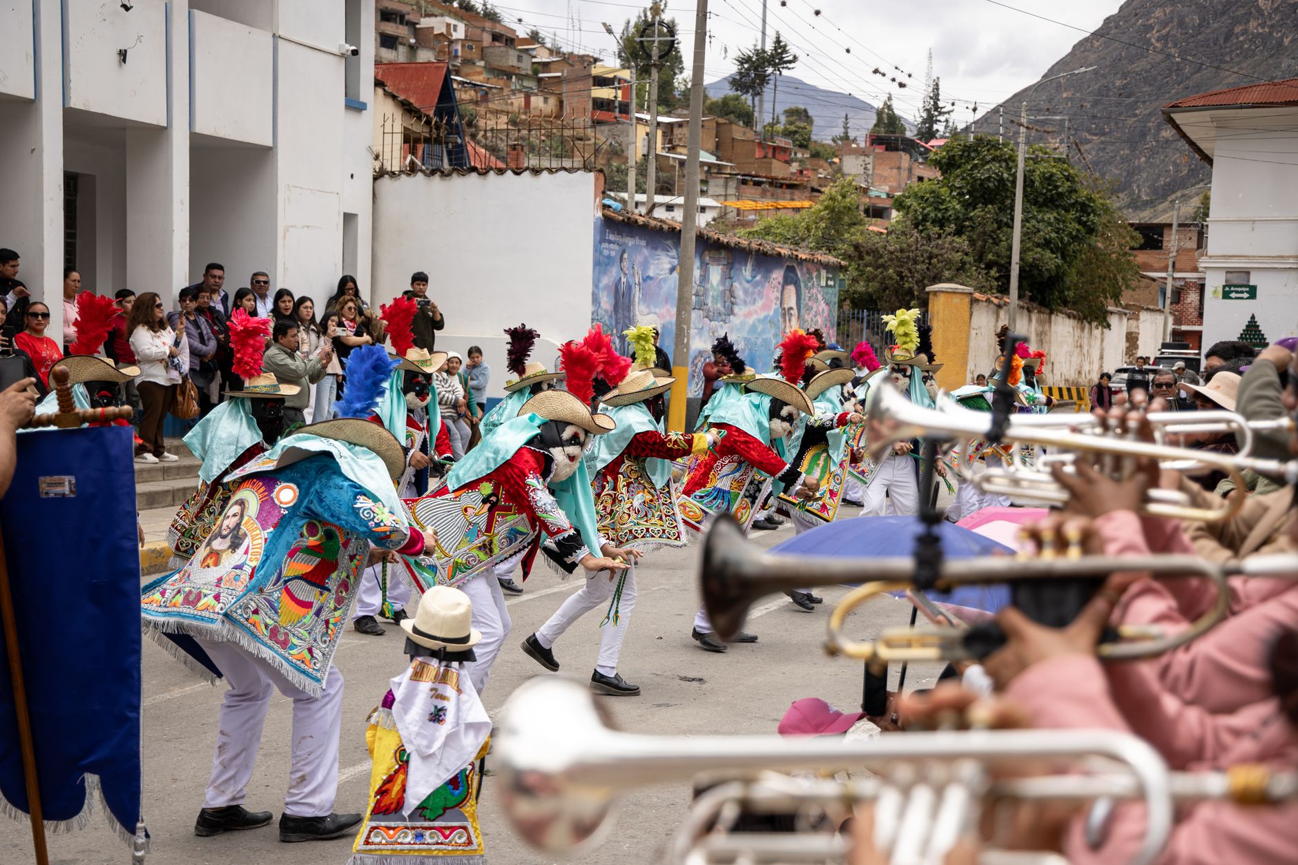 street parade musical charanga borriquilla candy giving mountain village sunset celebration tradition